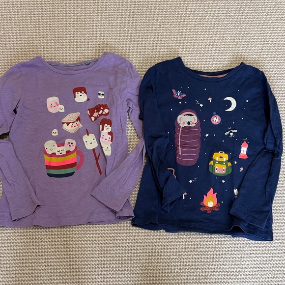 Mini Boden Other - Mini Boden Purple & Navy Long Sleeve Graphic Camping Tees Size 6-7
